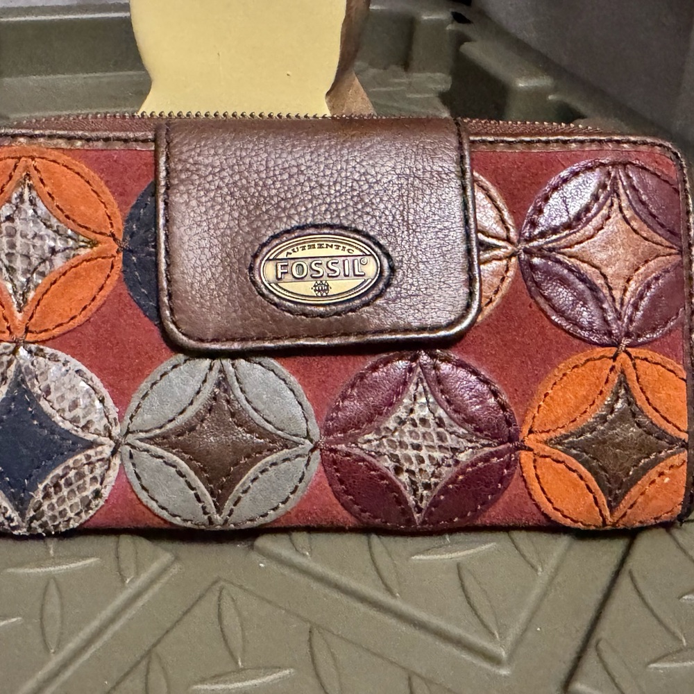 Fossil Multicolor Leather Patchwork Circle-Design… - image 1